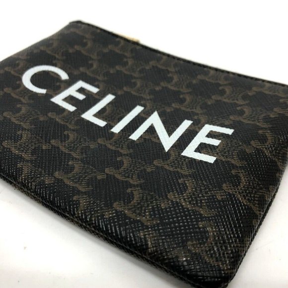 CELINE Triomphe coin purse PVC/Leather Brown/GoldHardware - Picture 7 of 14